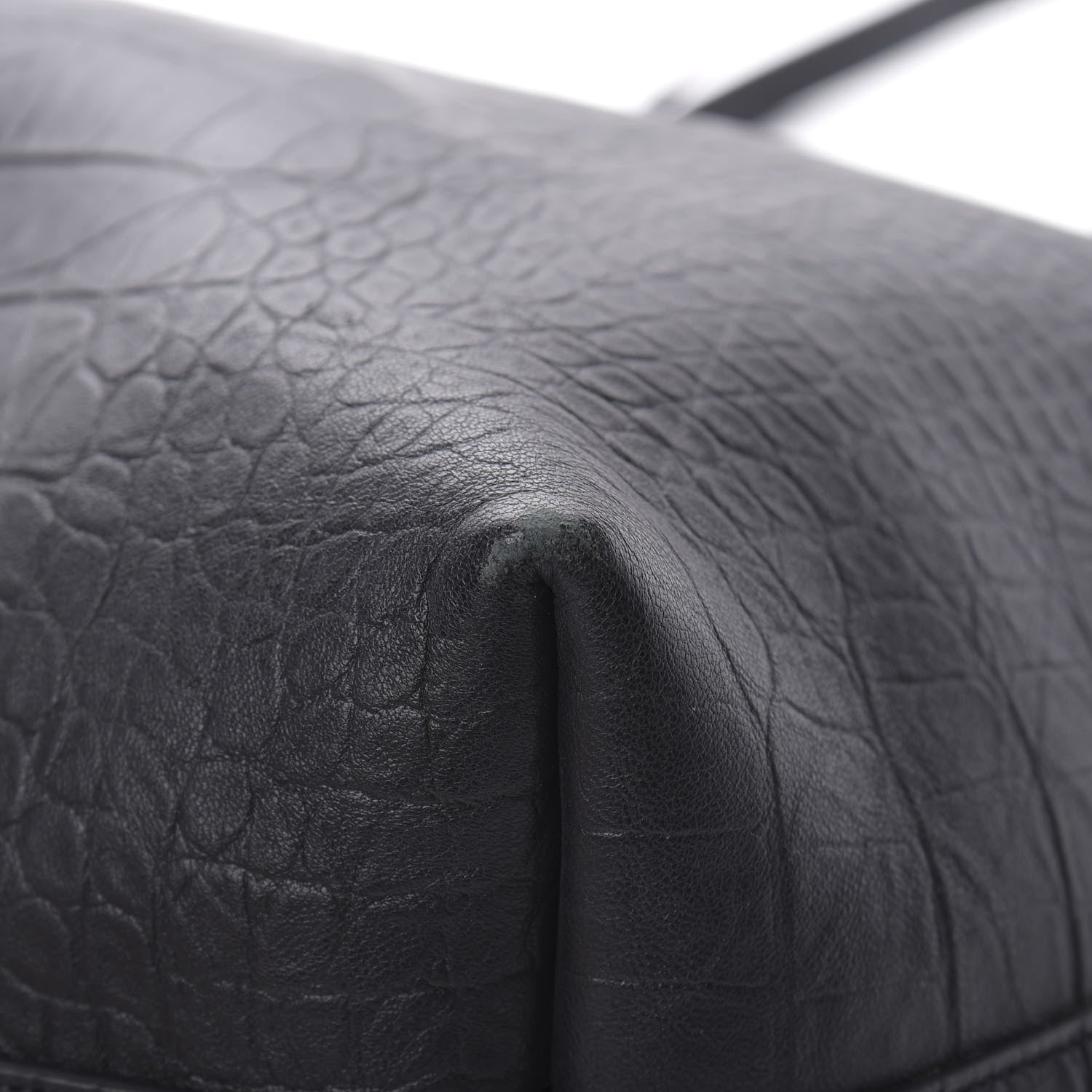 Saint Laurent Calfskin Crocodile Embossed Large Shopper Tote Black 12 of 14