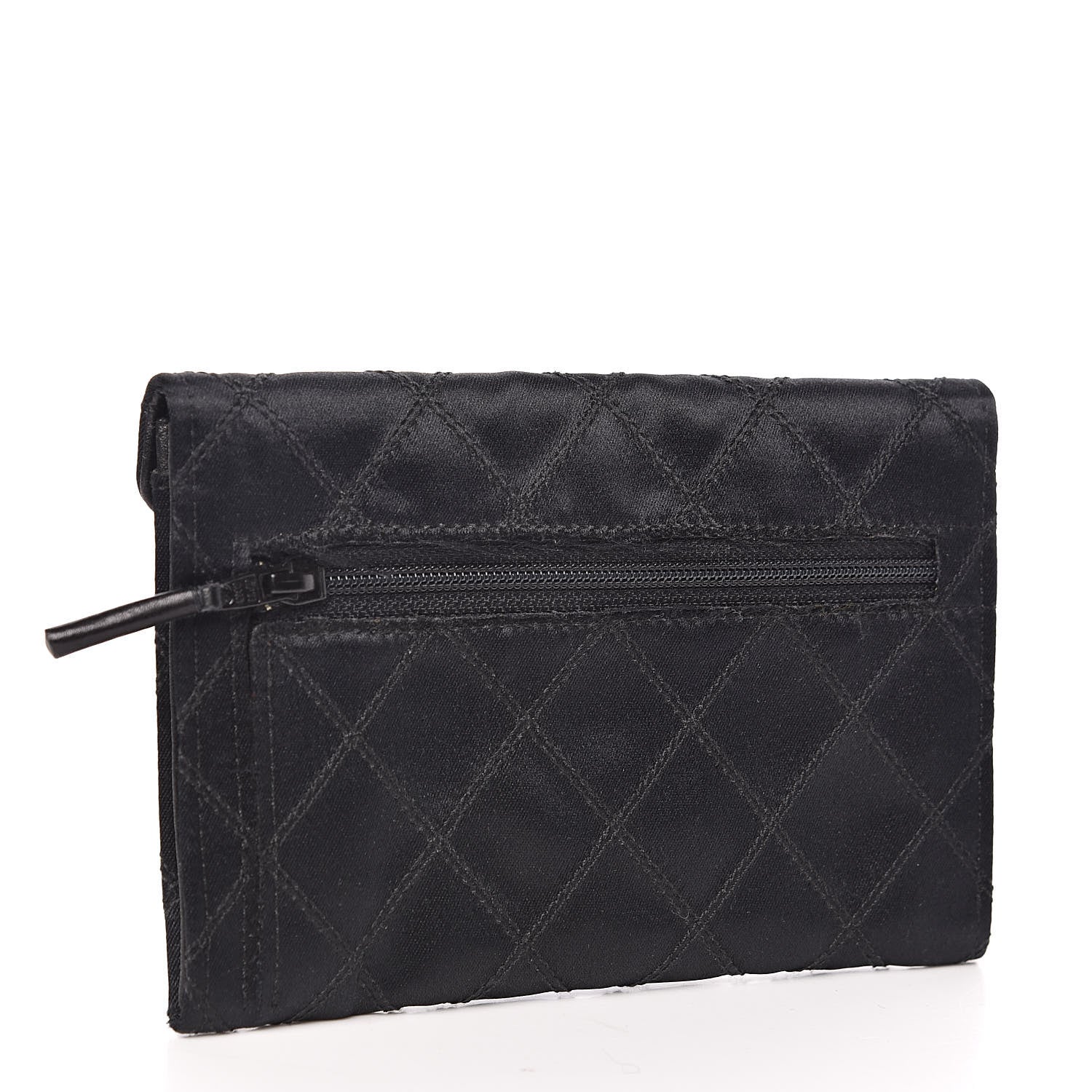 Chanel Satin Stitched Flap Card Case Black 3 of 9