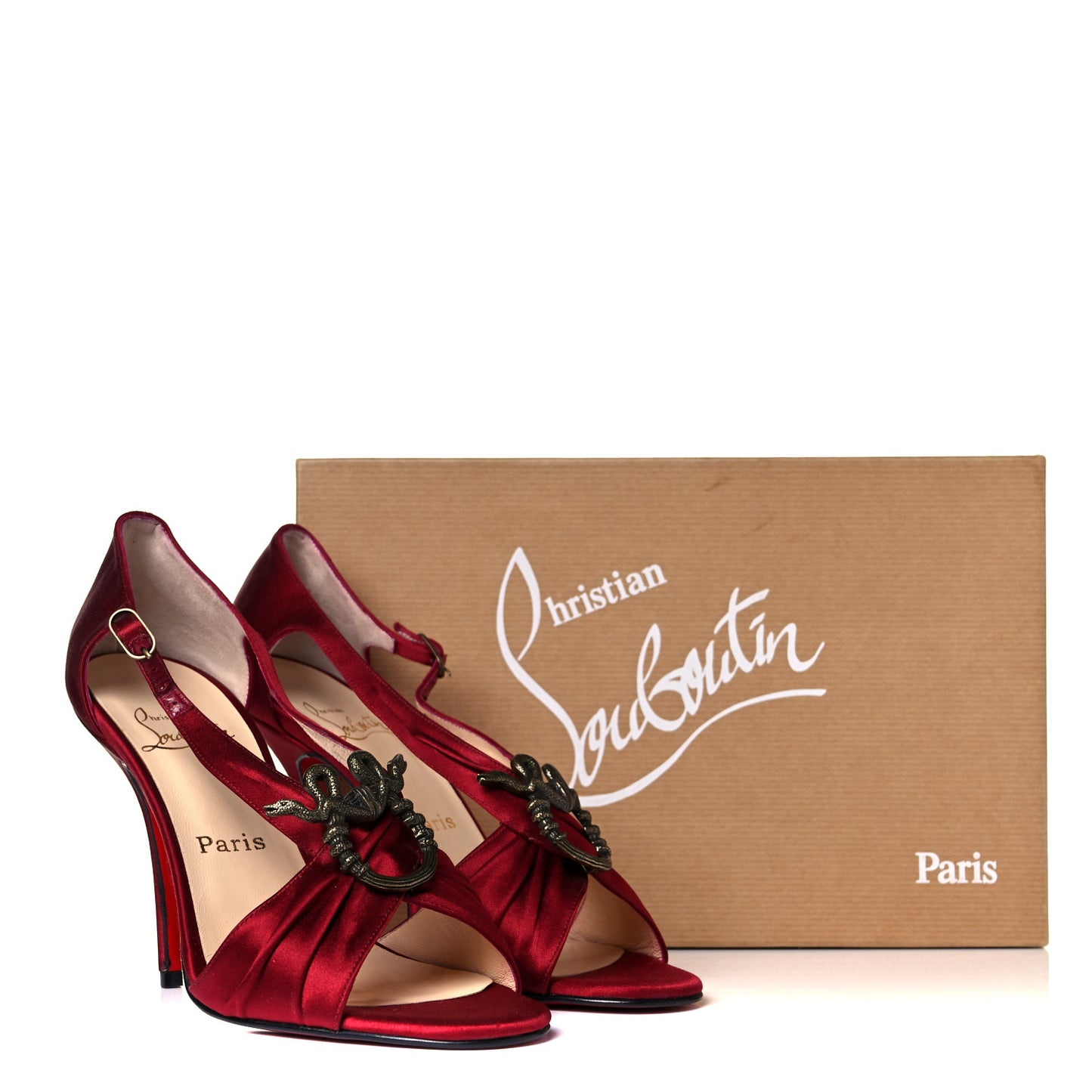 Satin Drapo Russo Serpentine Snake Pumps 38.5 Red