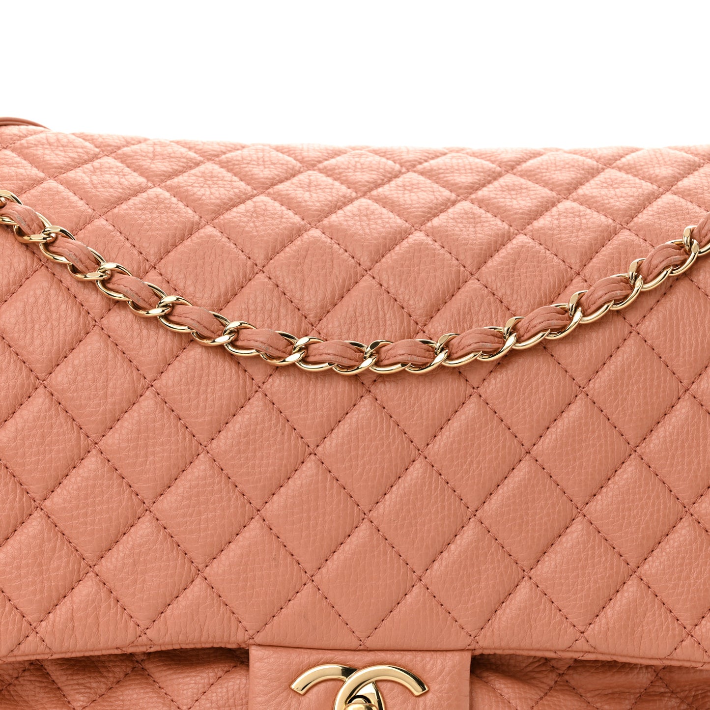 Calfskin Quilted XXL Travel Flap Bag Pink