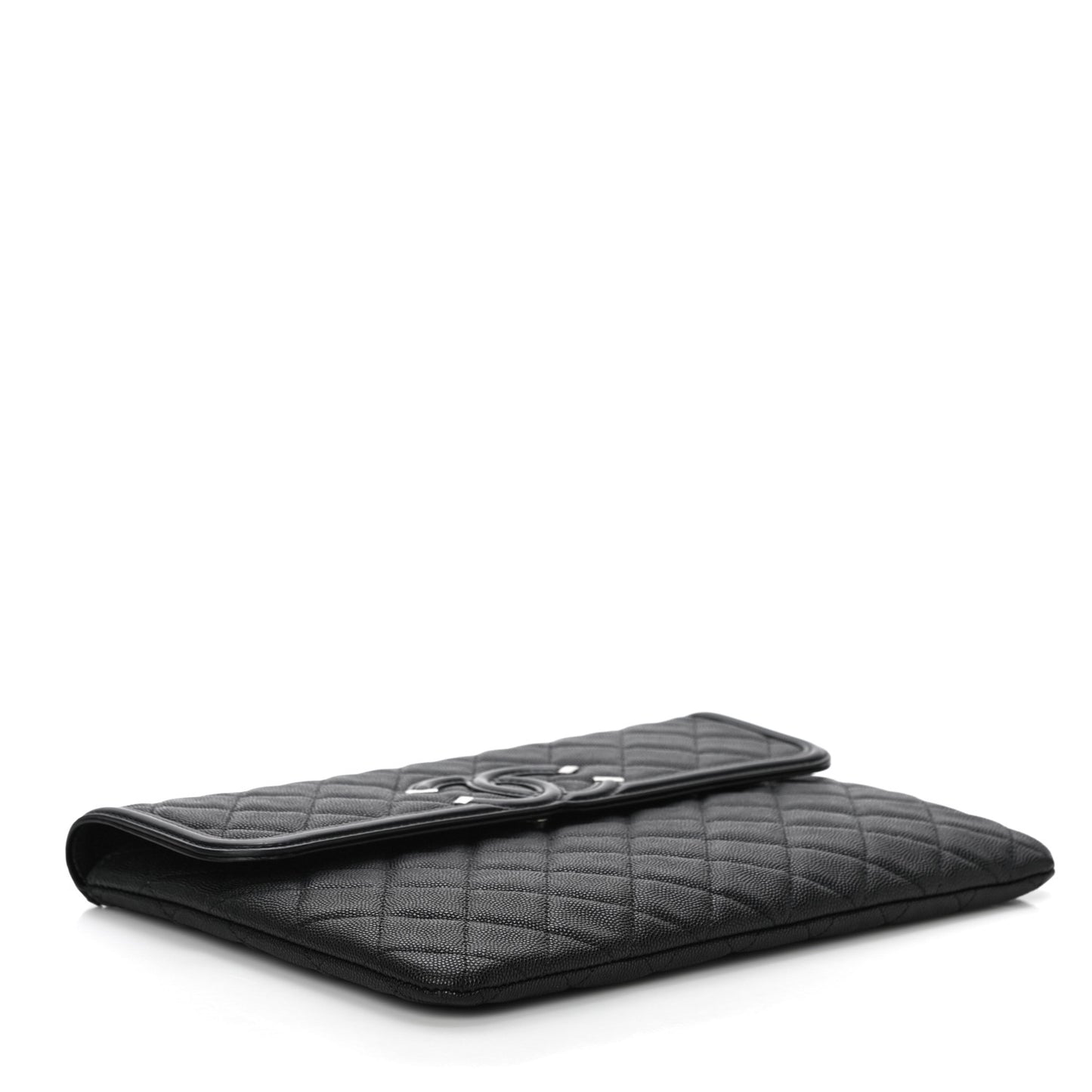 Caviar Quilted Filigree Flap Pouch Black