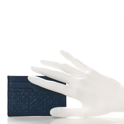 Loewe Calfskin Embossed Anagram Cardholder Navy Blue 2 of 8