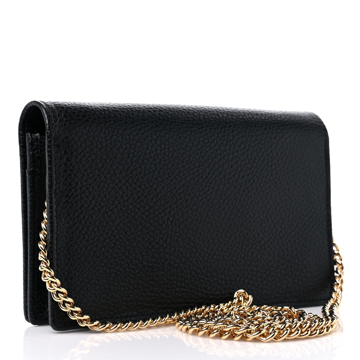 Calfskin Mini GG Marmont Chain Wallet Black