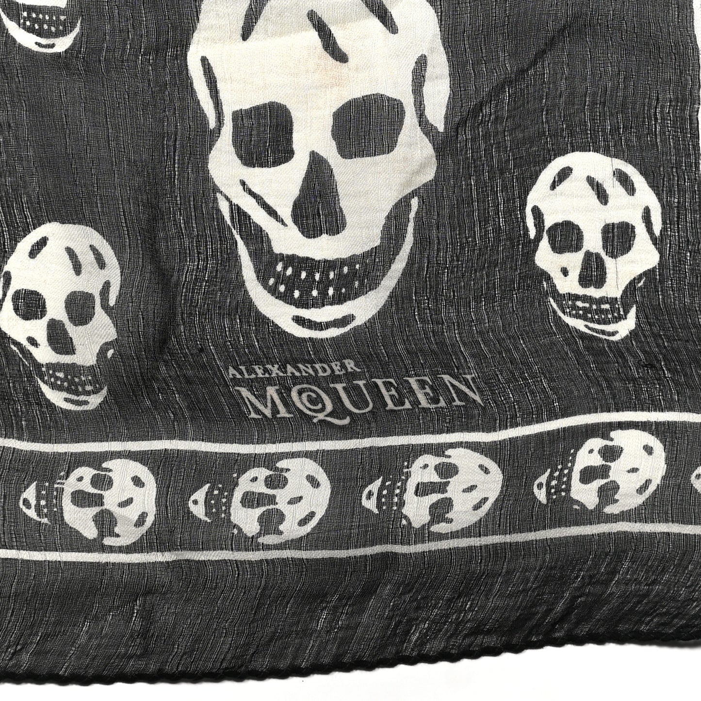 Silk Chiffon Skull Scarf Black Ivory