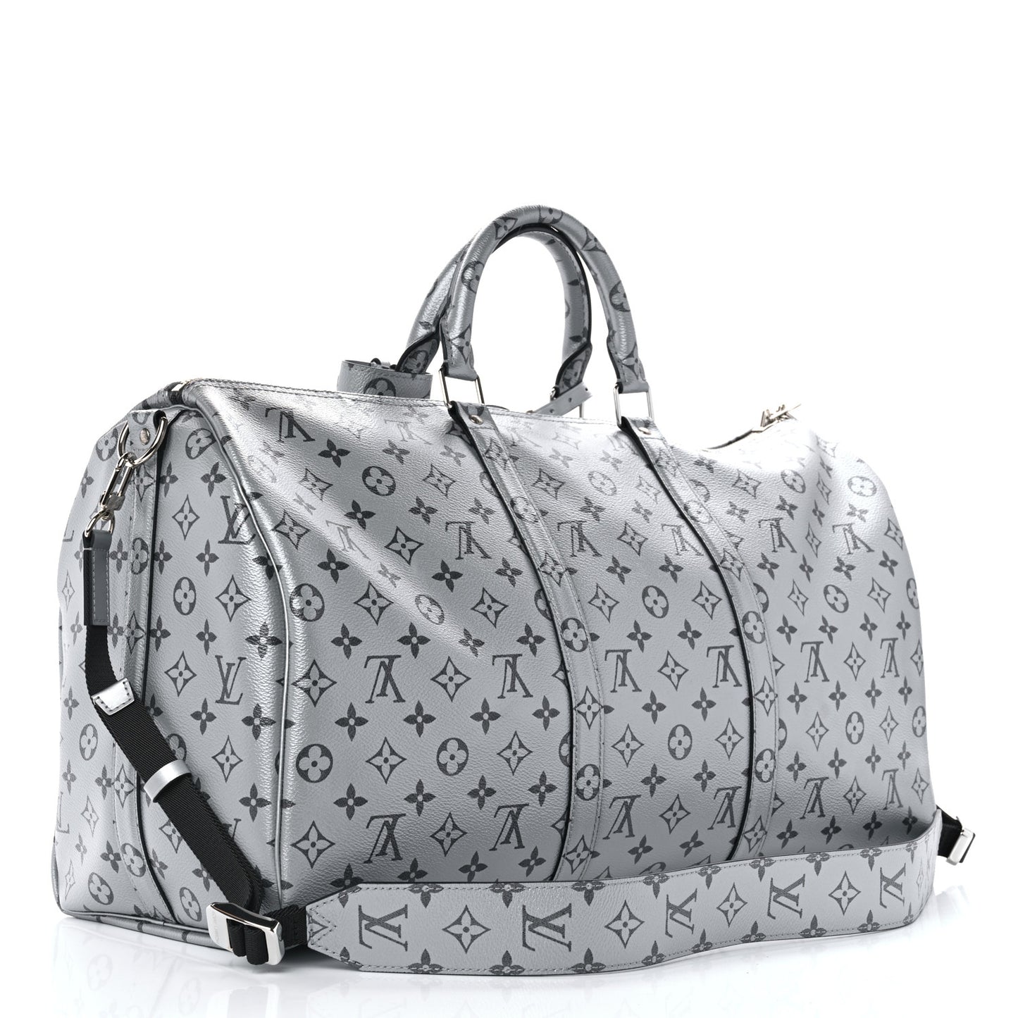 Metallic Monogram Keepall Bandouliere 50 Silver