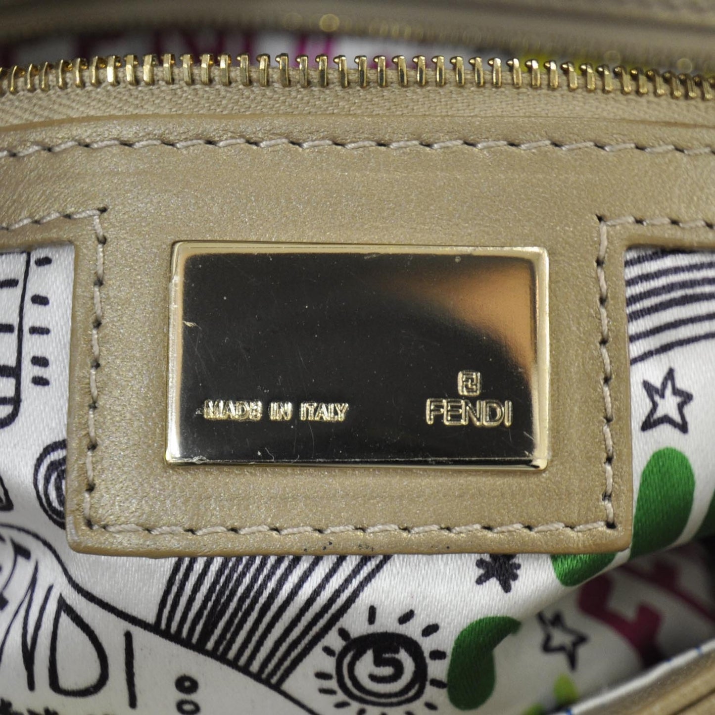 Nappa Logo Embossed Baguette Metallic