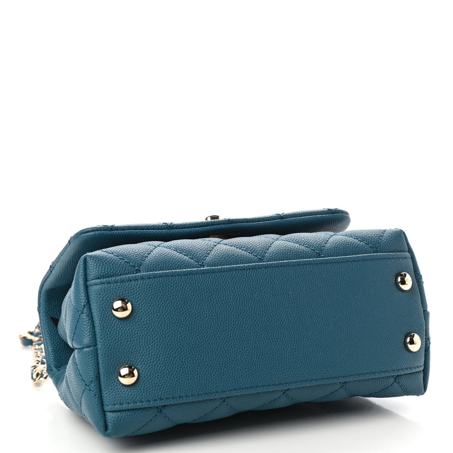 Caviar Quilted Extra Mini Coco Handle Flap Dark Turquoise
