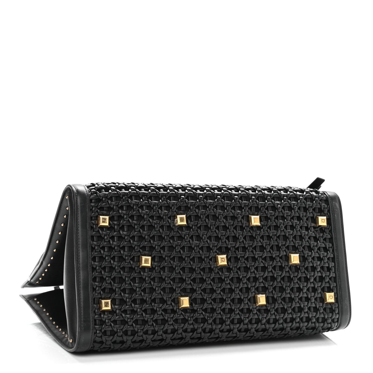 Salvatore Ferragamo Woven Calfskin Medium Studio Top Handle Bag Black 3 of 14