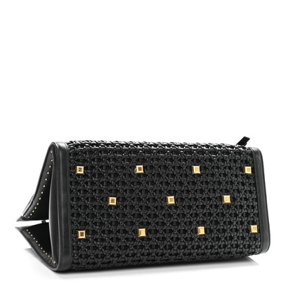 Salvatore Ferragamo Woven Calfskin Medium Studio Top Handle Bag Black 3 of 14