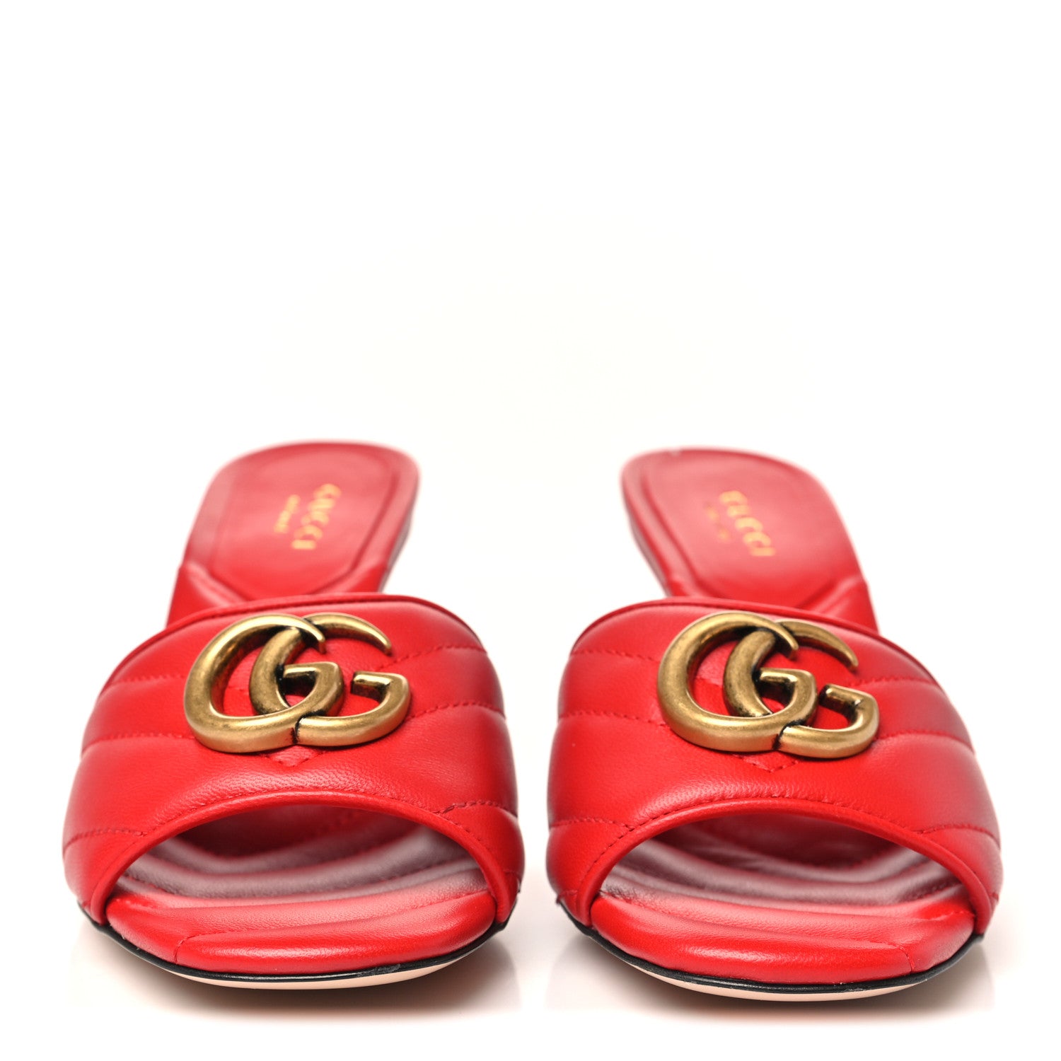 Gucci Nappa Matelasse GG Marmont 75mm Slide Sandals 35 Maple Red 3 of 10