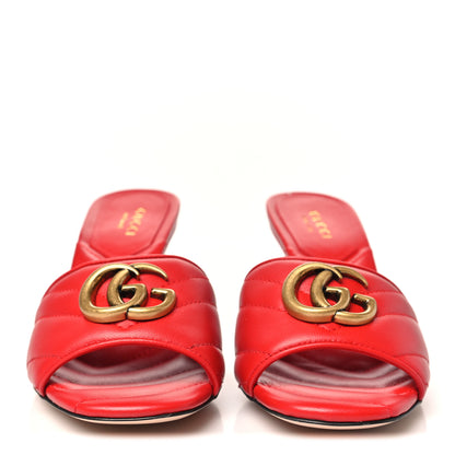 Gucci Nappa Matelasse GG Marmont 75mm Slide Sandals 35 Maple Red 3 of 10