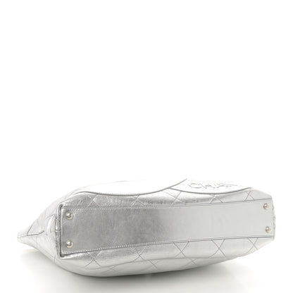 Chanel Metallic Calfskin Stitched CC Shopper Tote Silvery 4 of 11