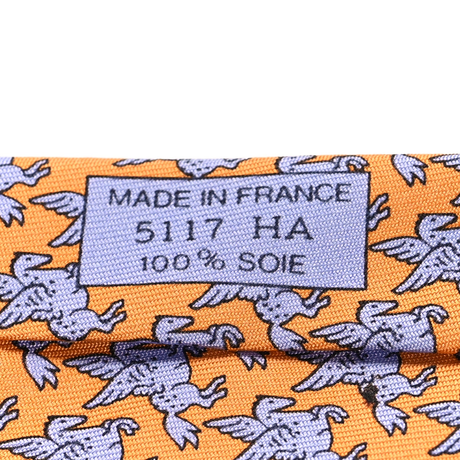Hermes Printed Silk Mens Neck Tie Orange 4 of 6