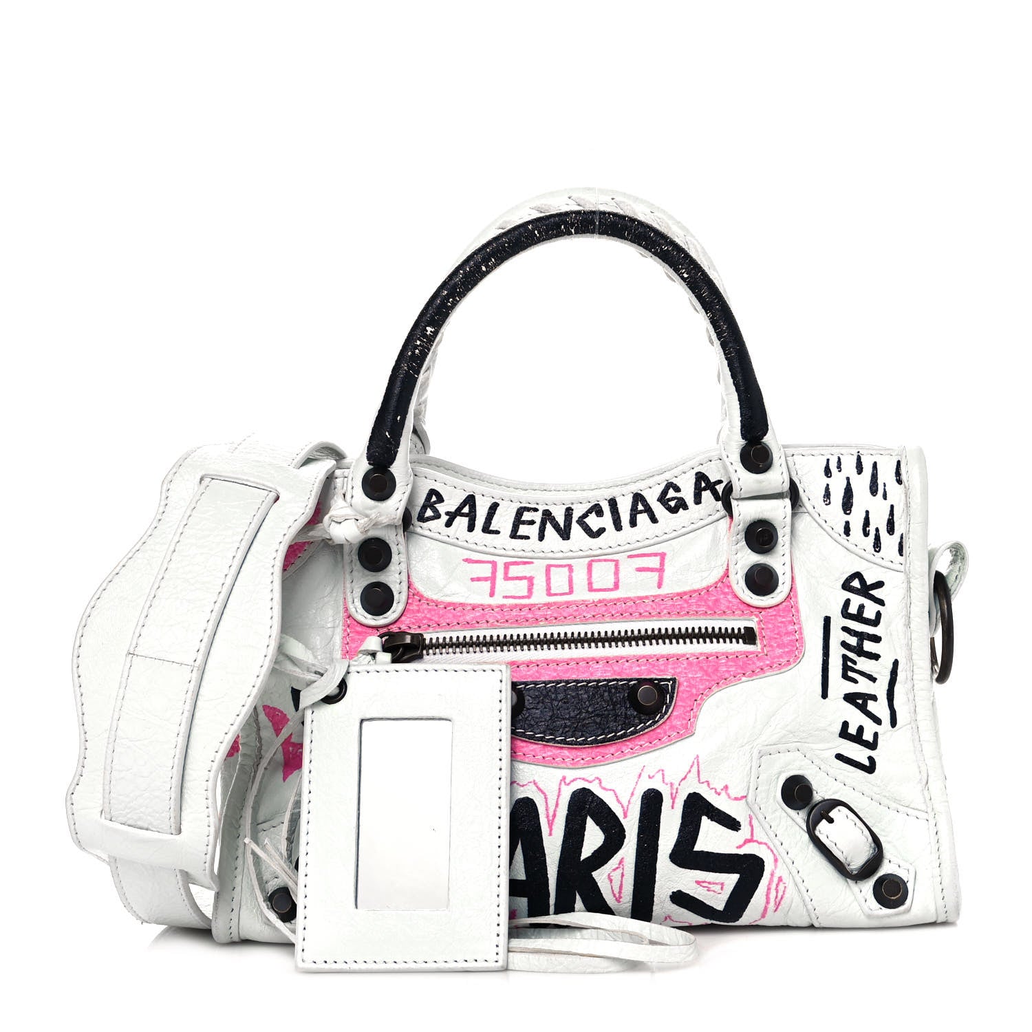 Balenciaga Agneau Graffiti All Over Classic Hardware Mini City White Multicolor 1 of 14