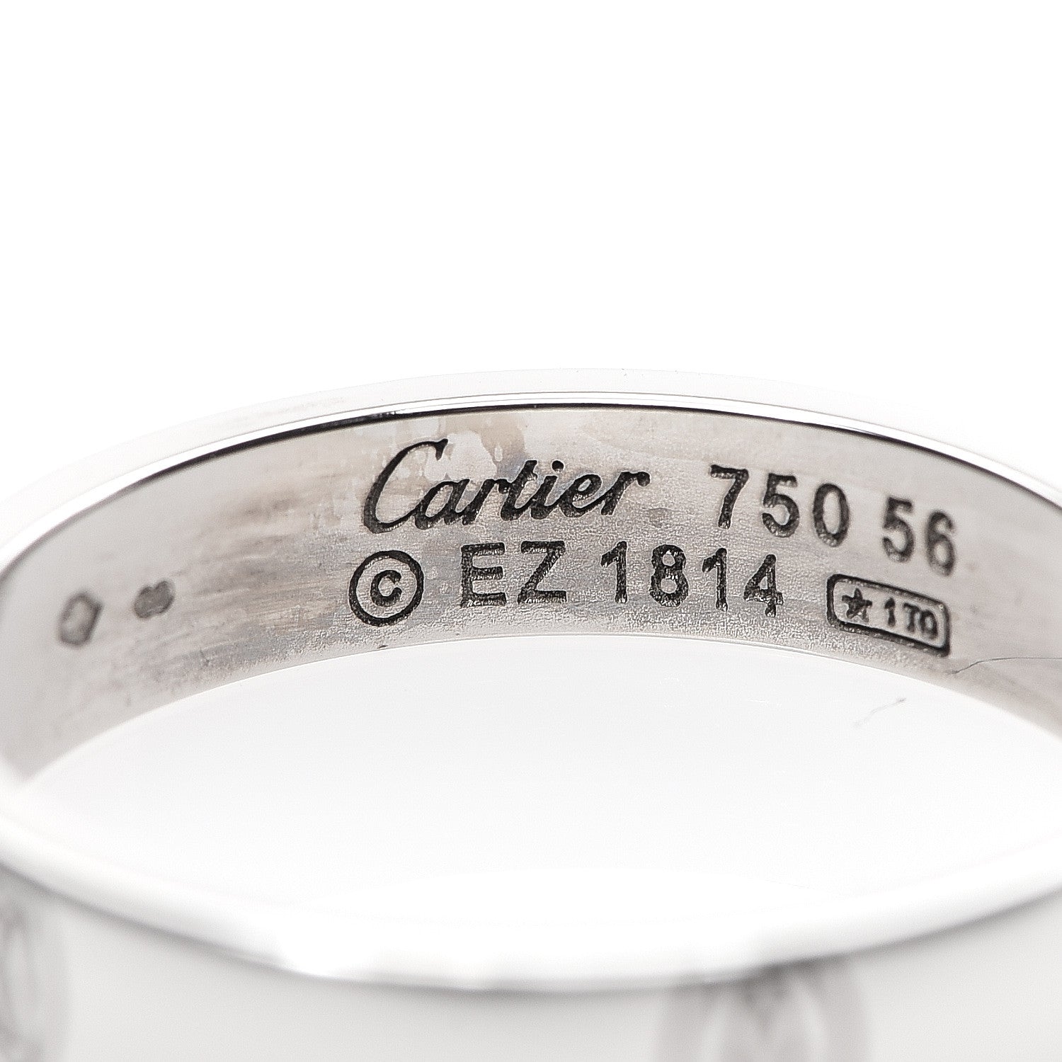 Cartier 18K White Gold 4mm Happy Birthday Band Ring 56 7.5 3 of 4