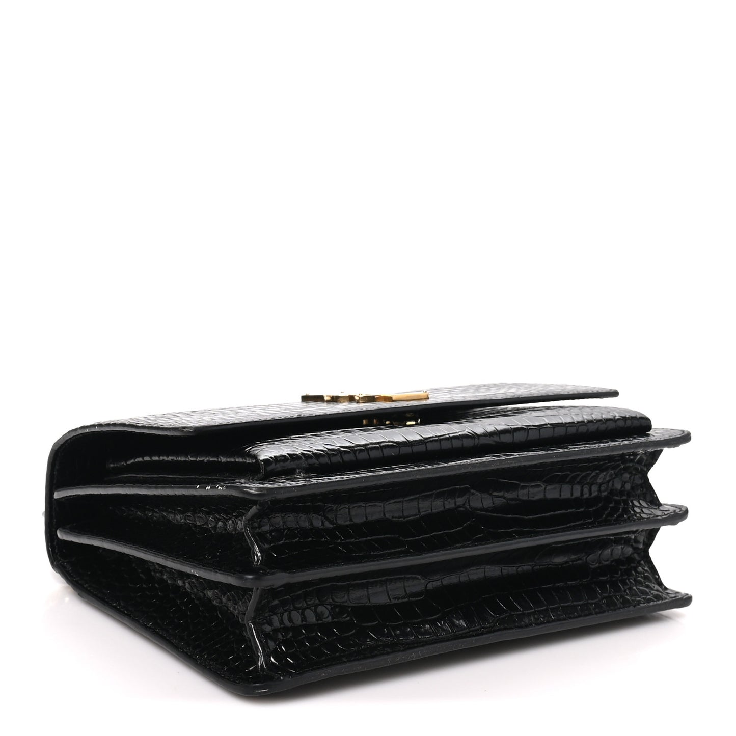 Calfskin Crocodile Embossed Medium Monogram Sunset Black
