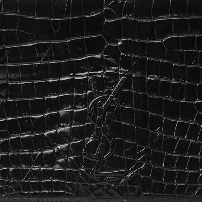 Saint Laurent Crocodile Embossed Lambskin Matelasse Monogram Niki Chain Wallet Black 9 of 10