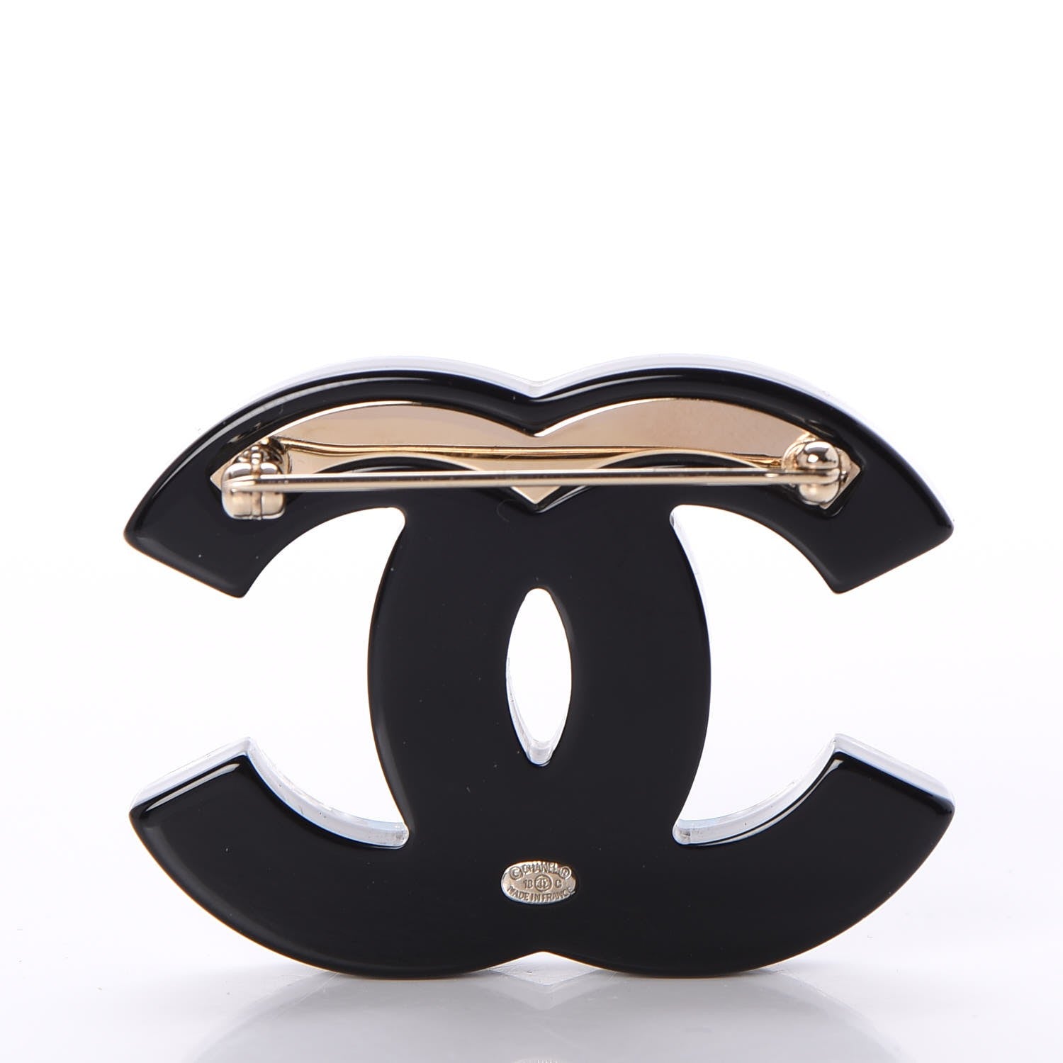 Chanel Resin Pearl Enamel Flower CC Brooch Black Blue Gold 3 of 5
