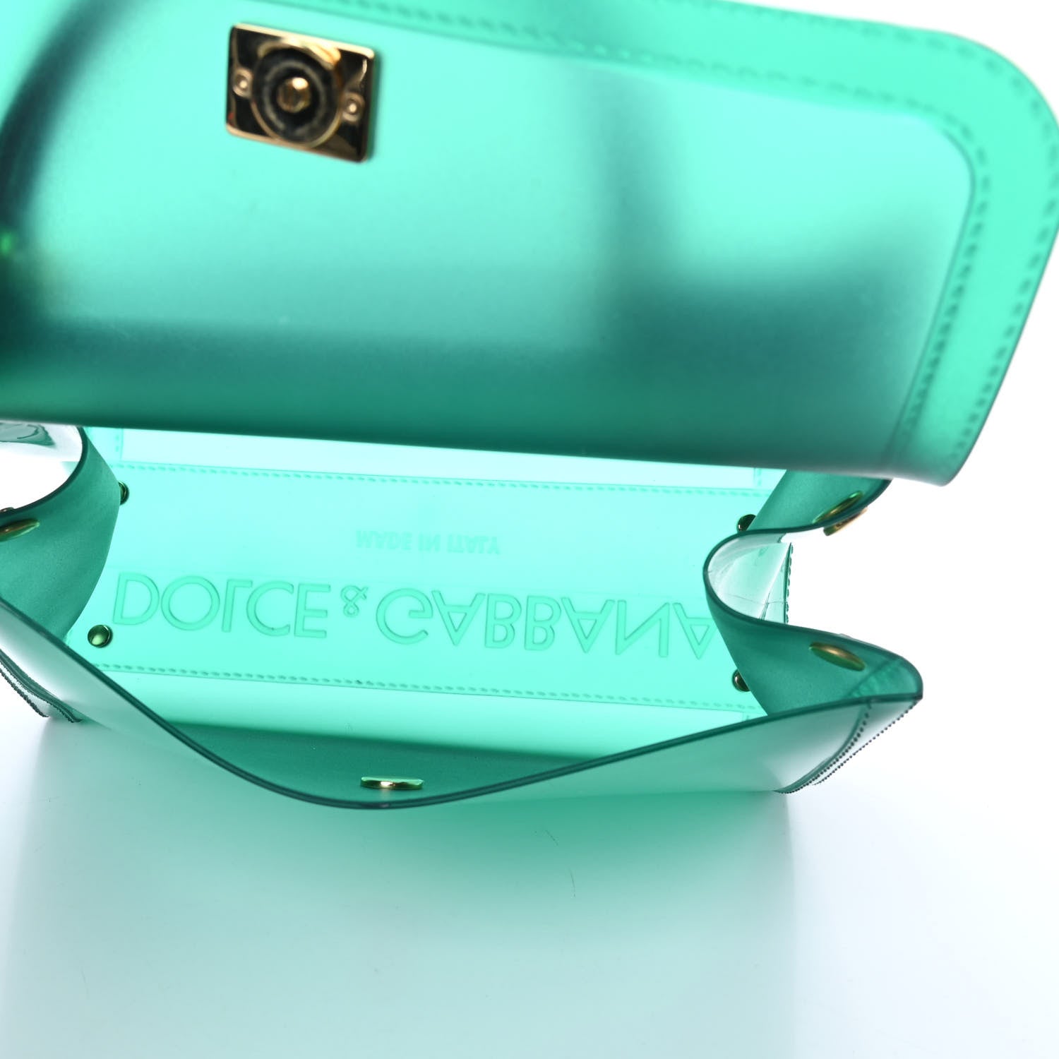 Dolce & Gabbana Rubber Semi Transparent Miss Sicily Satchel Verde 5 of 11