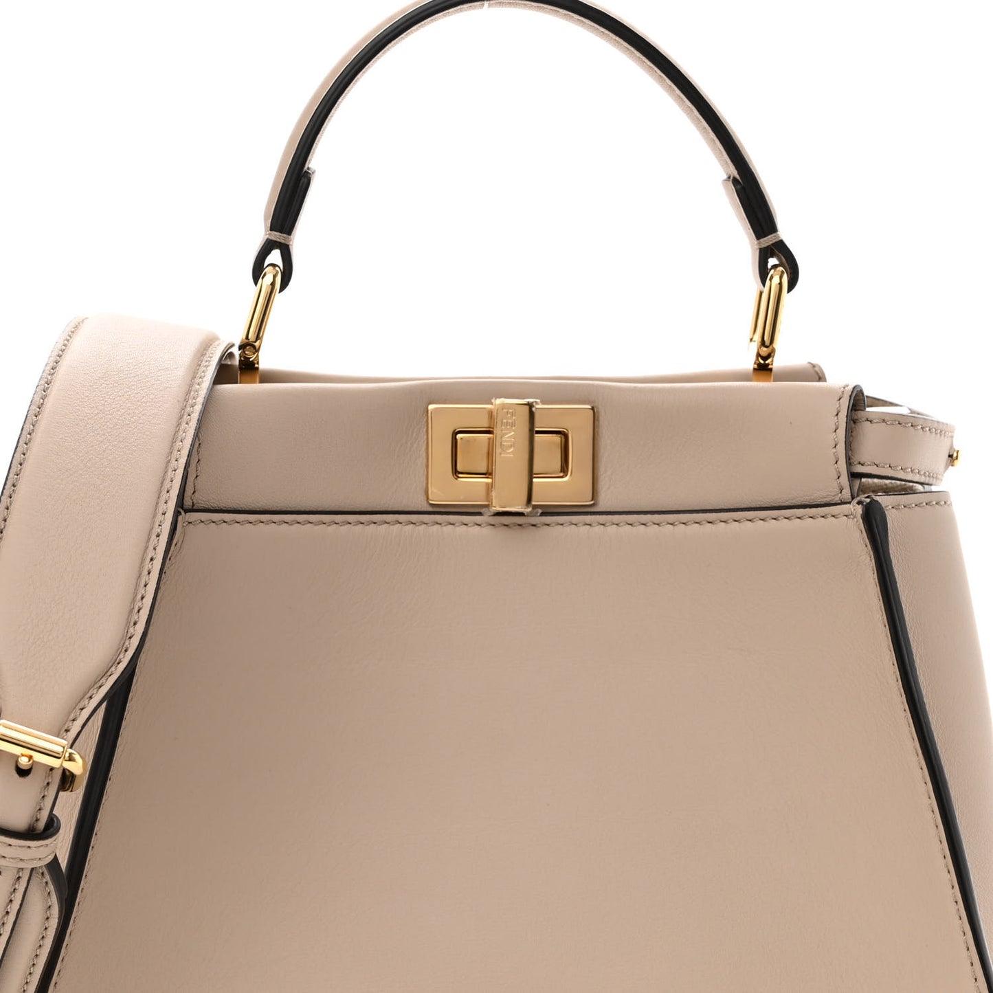 Vitello Seta Cotton Canvas FF Embroidered Mini Peekaboo Iconic Satchel Nuvola