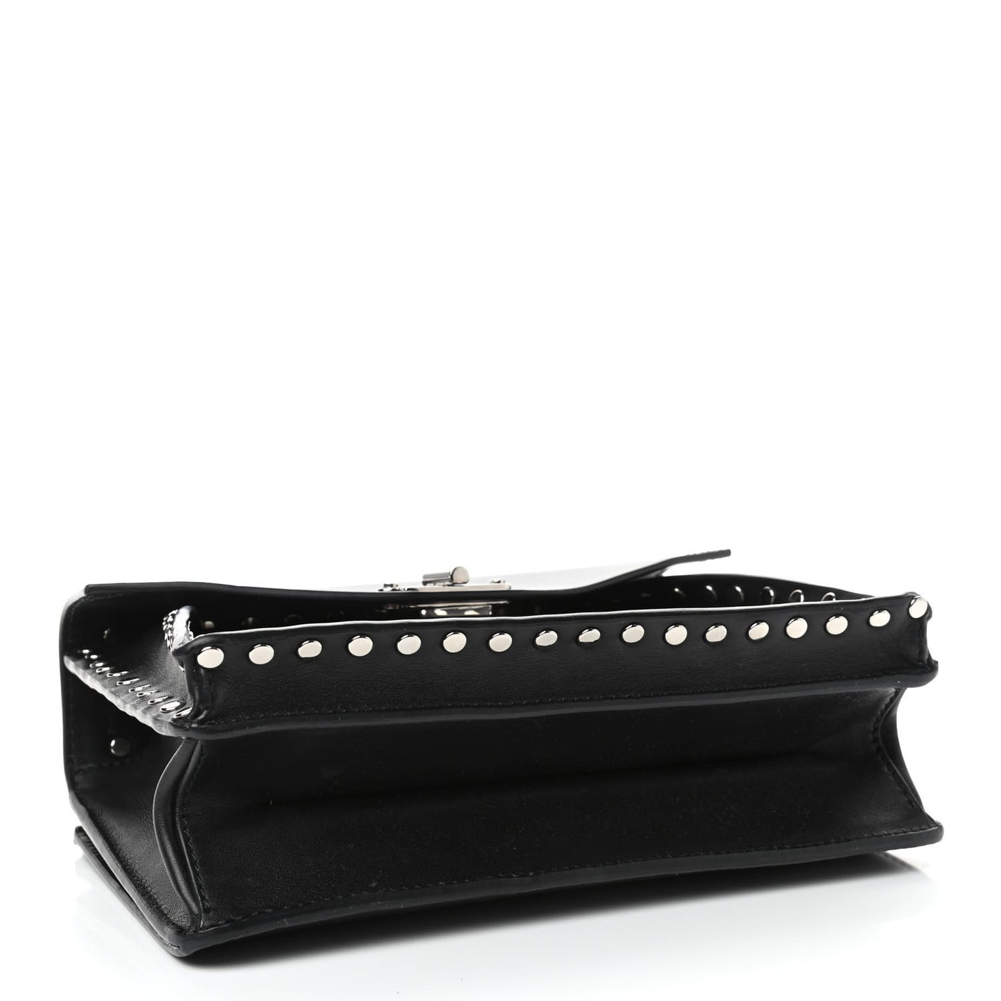 Calfskin Small Studded Hava Top Handle Bag Black