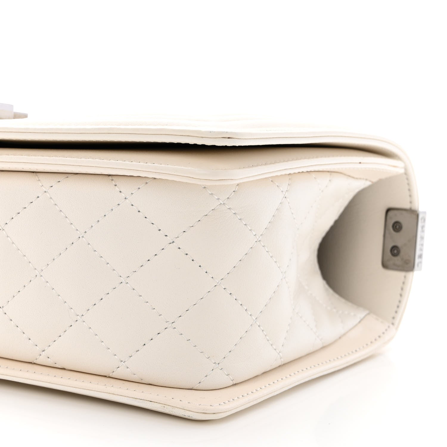 Chanel Lambskin Quilted Chevron Medium Boy Flap White 10 of 11
