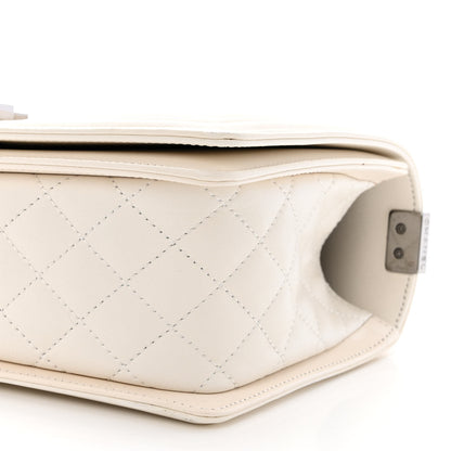 Chanel Lambskin Quilted Chevron Medium Boy Flap White 10 of 11
