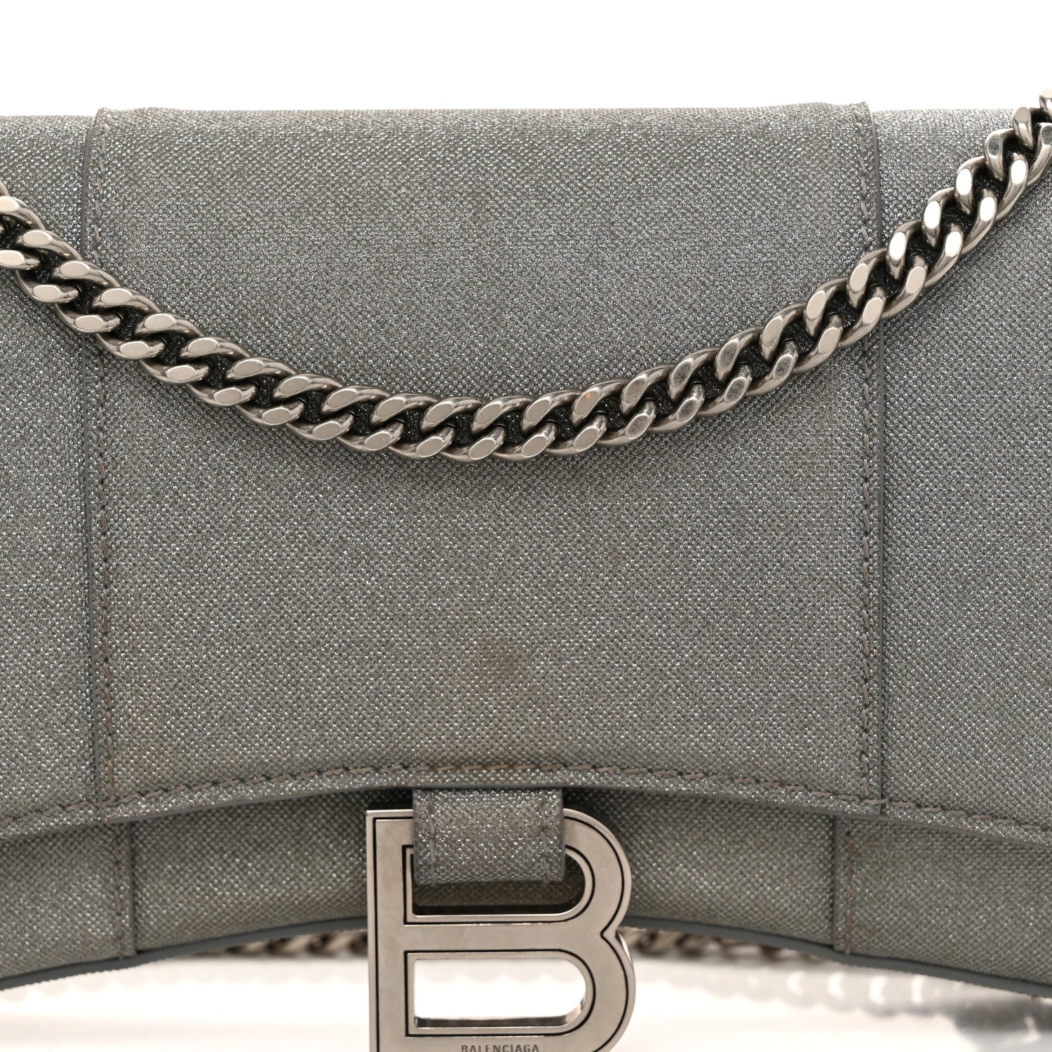 Balenciaga Glitter Fabric Hourglass Chain Bag Grey 7 of 9