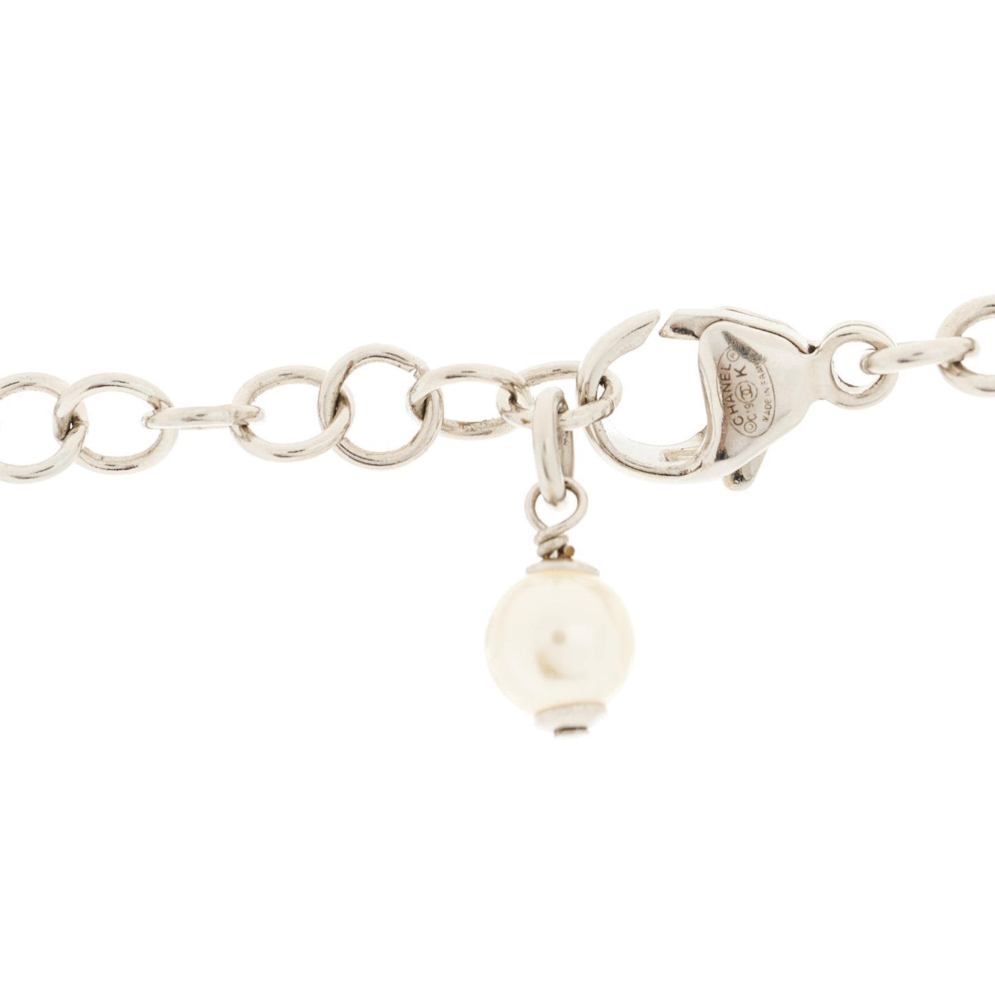 Pearl Cluster CC Necklace Silver