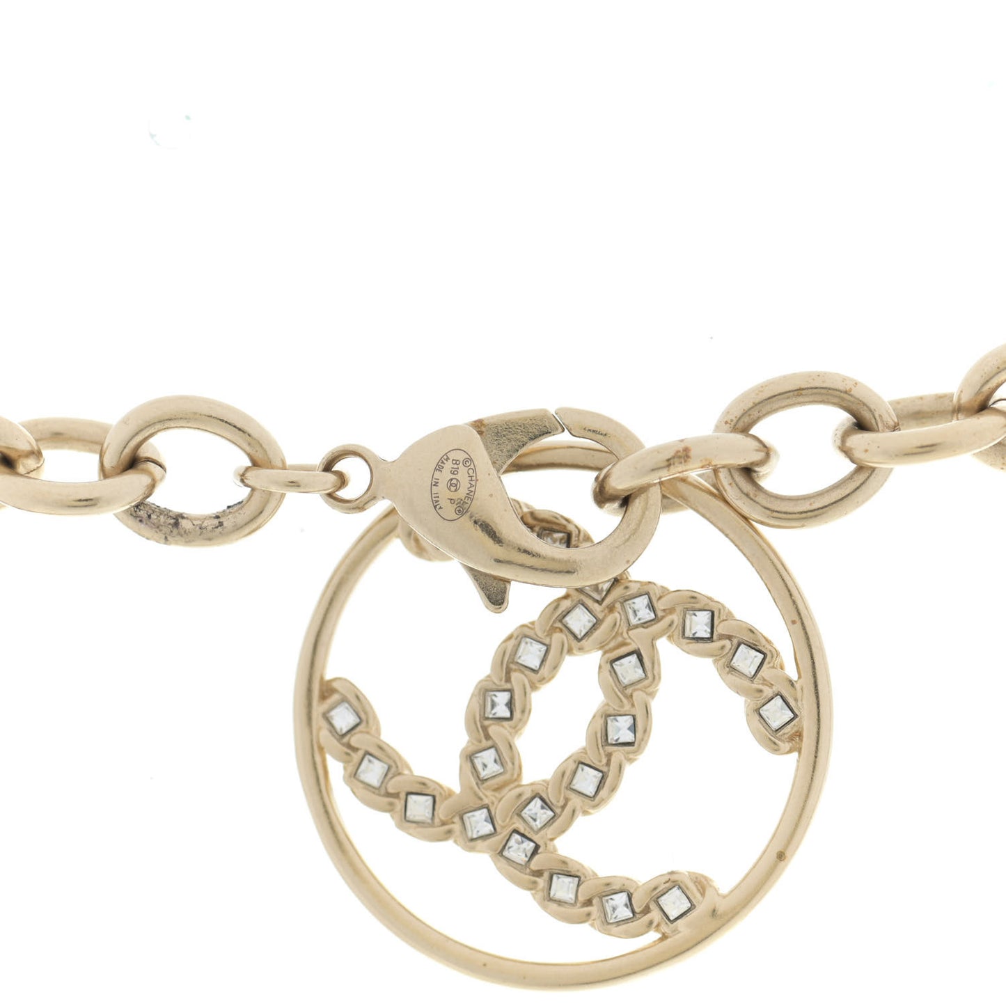 Metal Strass Crystal Logo Necklace Gold