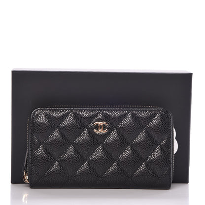 Chanel Caviar Quilted Medium Zip Around Wallet Black 9 of 9