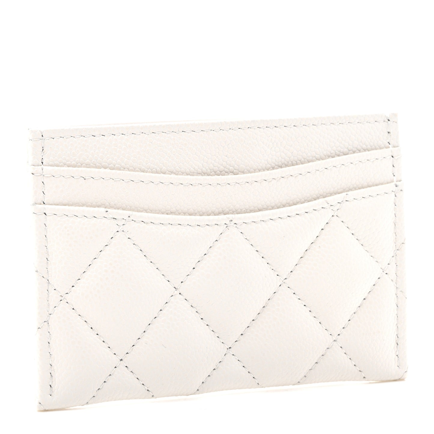 Caviar Quilted Card Holder White