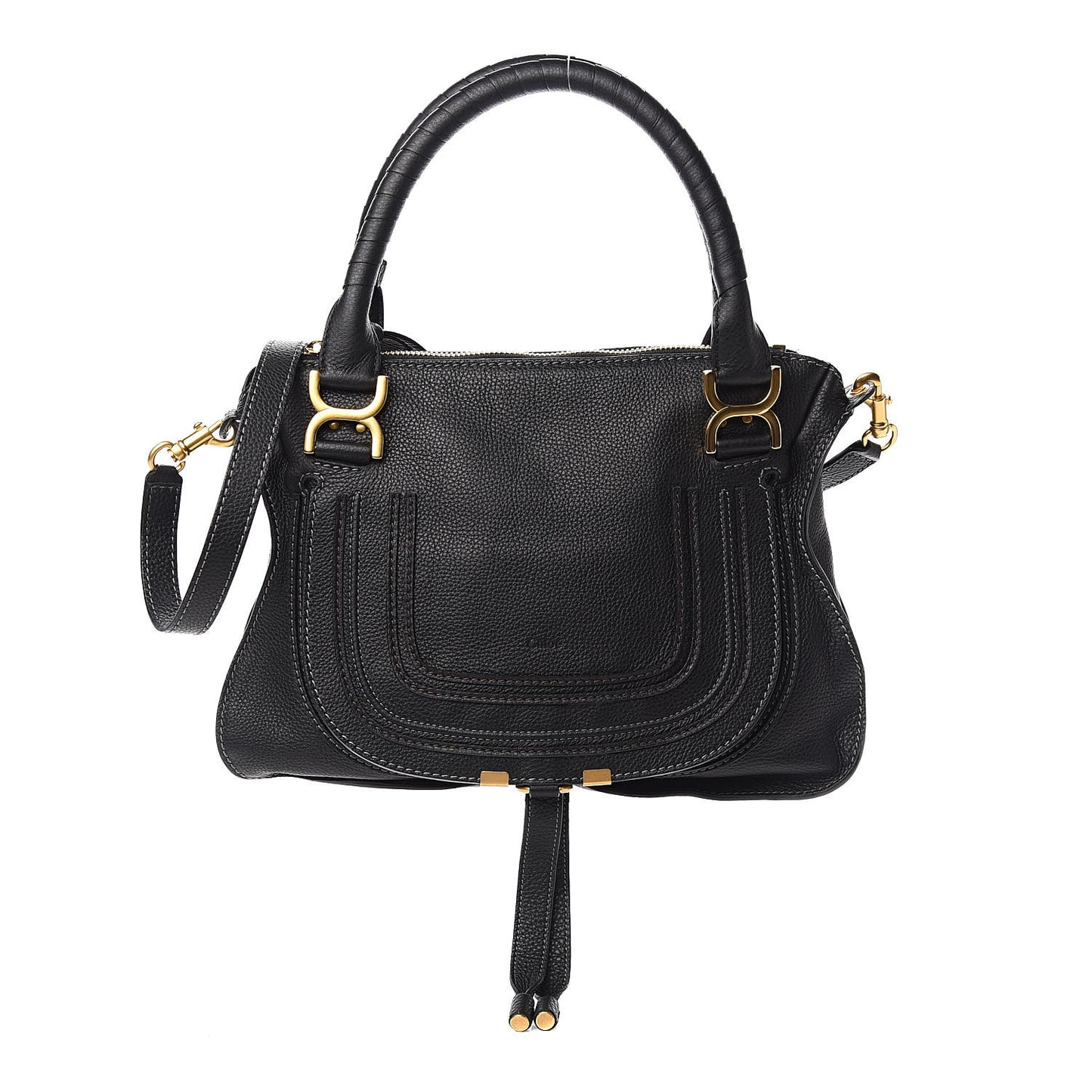 Calfskin Medium Marcie Satchel Black