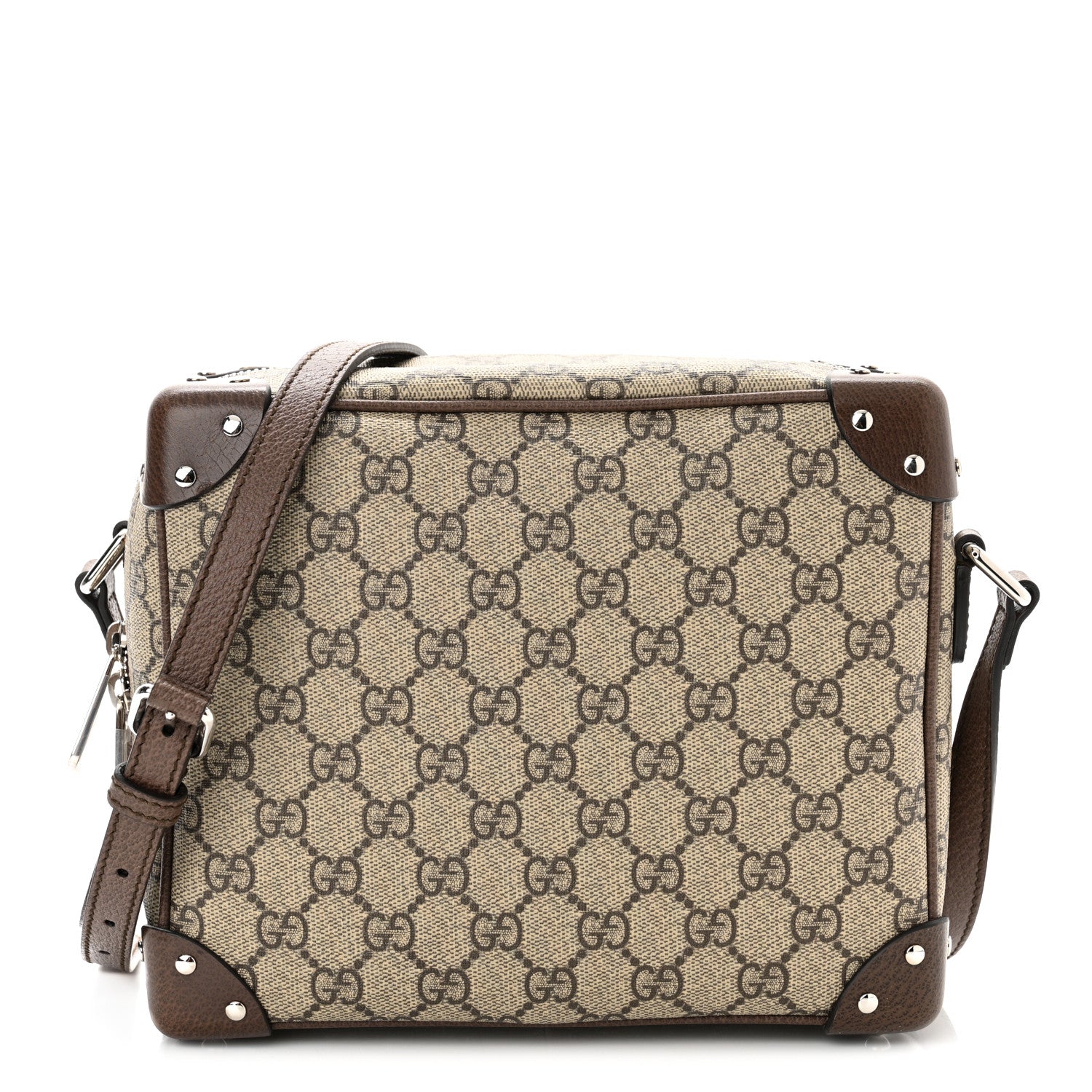 Gucci GG Supreme Monogram Textured Calfskin Square Messenger Bag Beige Ebony New Acero 1 of 10