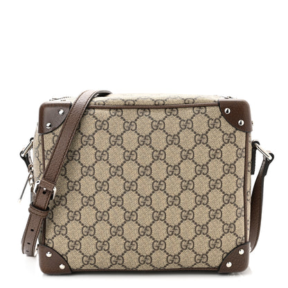 Gucci GG Supreme Monogram Textured Calfskin Square Messenger Bag Beige Ebony New Acero 1 of 10
