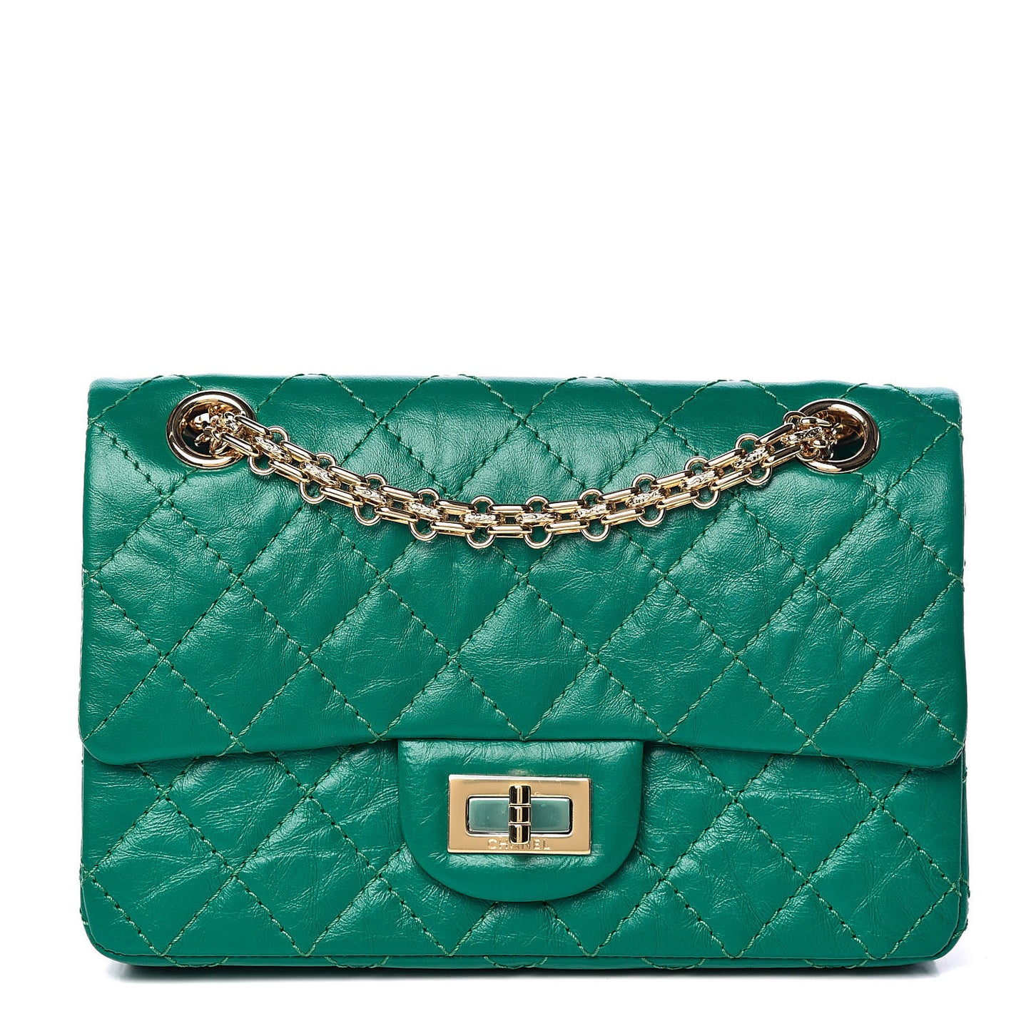Aged Calfskin Quilted 2.55 Reissue Mini Flap Green