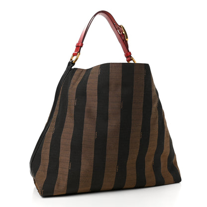 Fendi Pequin Cuoio Vegetale Large Hobo Tobacco Rosso Black 3 of 9