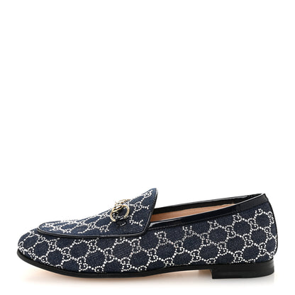 Gucci Denim Crystal GG Monogram Horsebit Womens Jordaan Loafers 36.5 Deep Blue Blue Milad 1 of 10