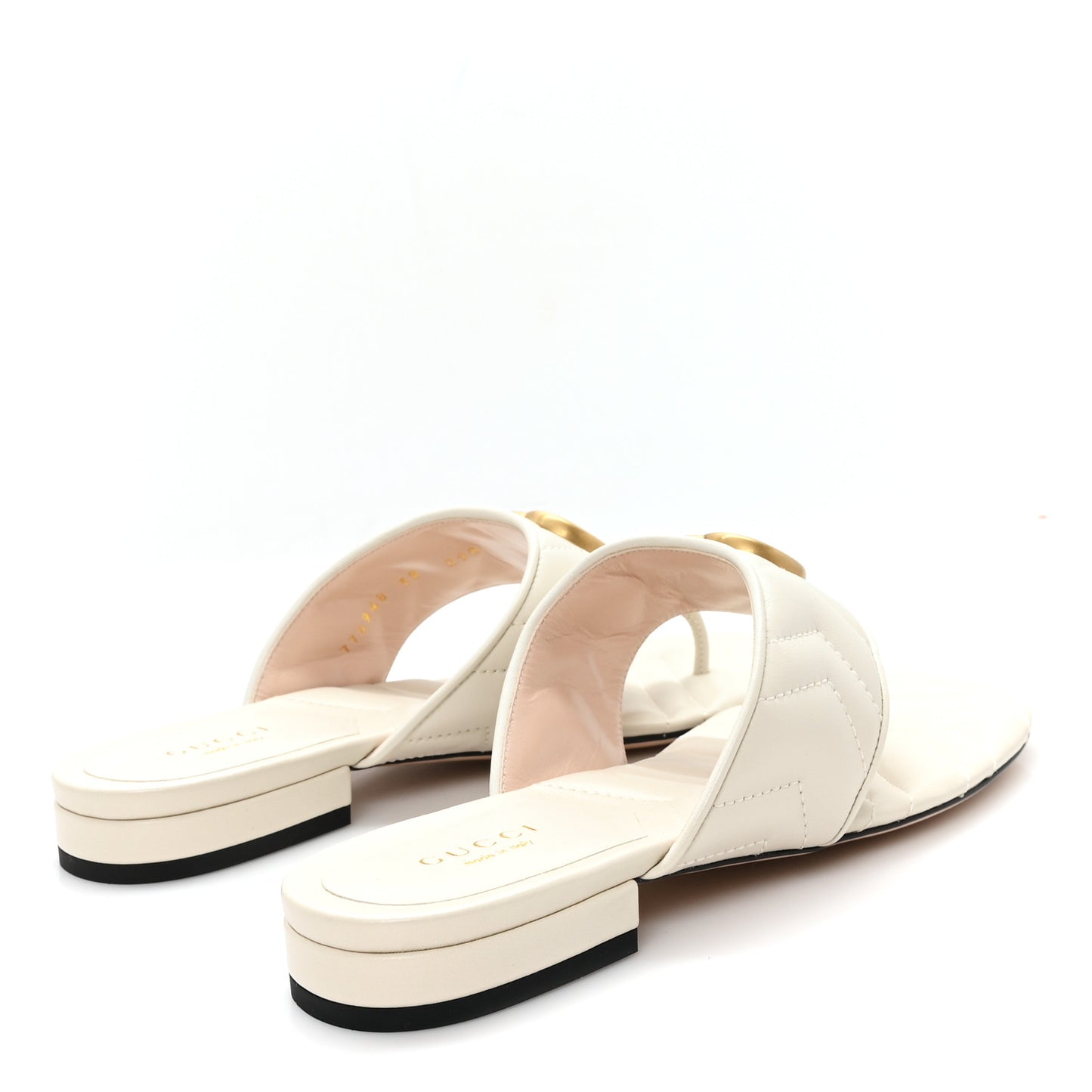 Nappa Charlotte Double G Marmont Thong Sandals 38 Mystic White