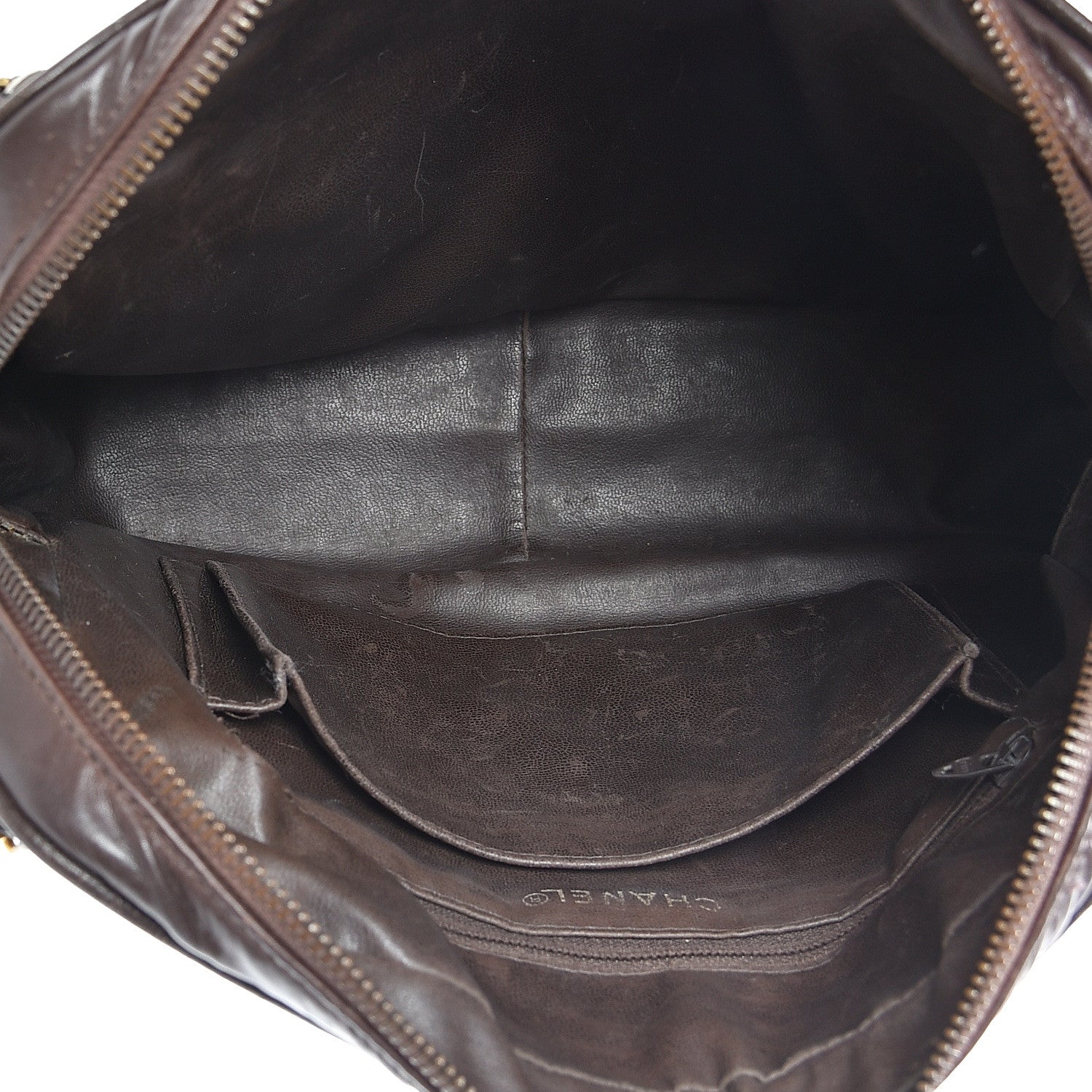 Chanel Lambskin Quilted Large Camera Case Brown 4 of 28