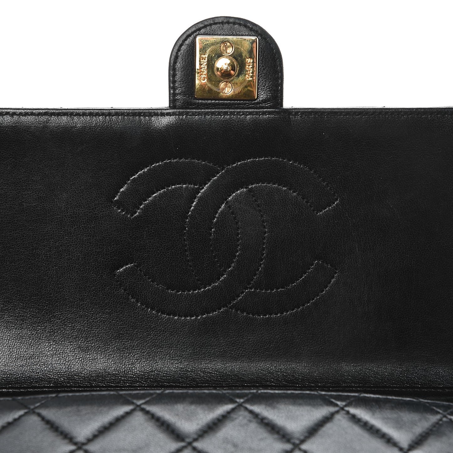 Lambskin Quilted Medium Single Flap Black