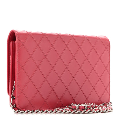 Chanel Lambskin Diamond Stitched Wallet On Chain WOC Pink 3 of 15