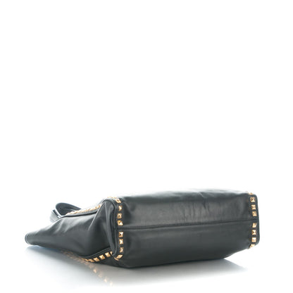 Miu Miu Soft Calf Studded Shopping Tote Nero Black 4 of 9