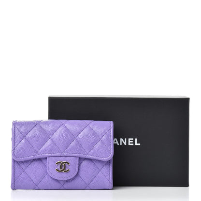 Chanel Caviar Quilted Flap Card Holder Wallet Purple 9 of 9