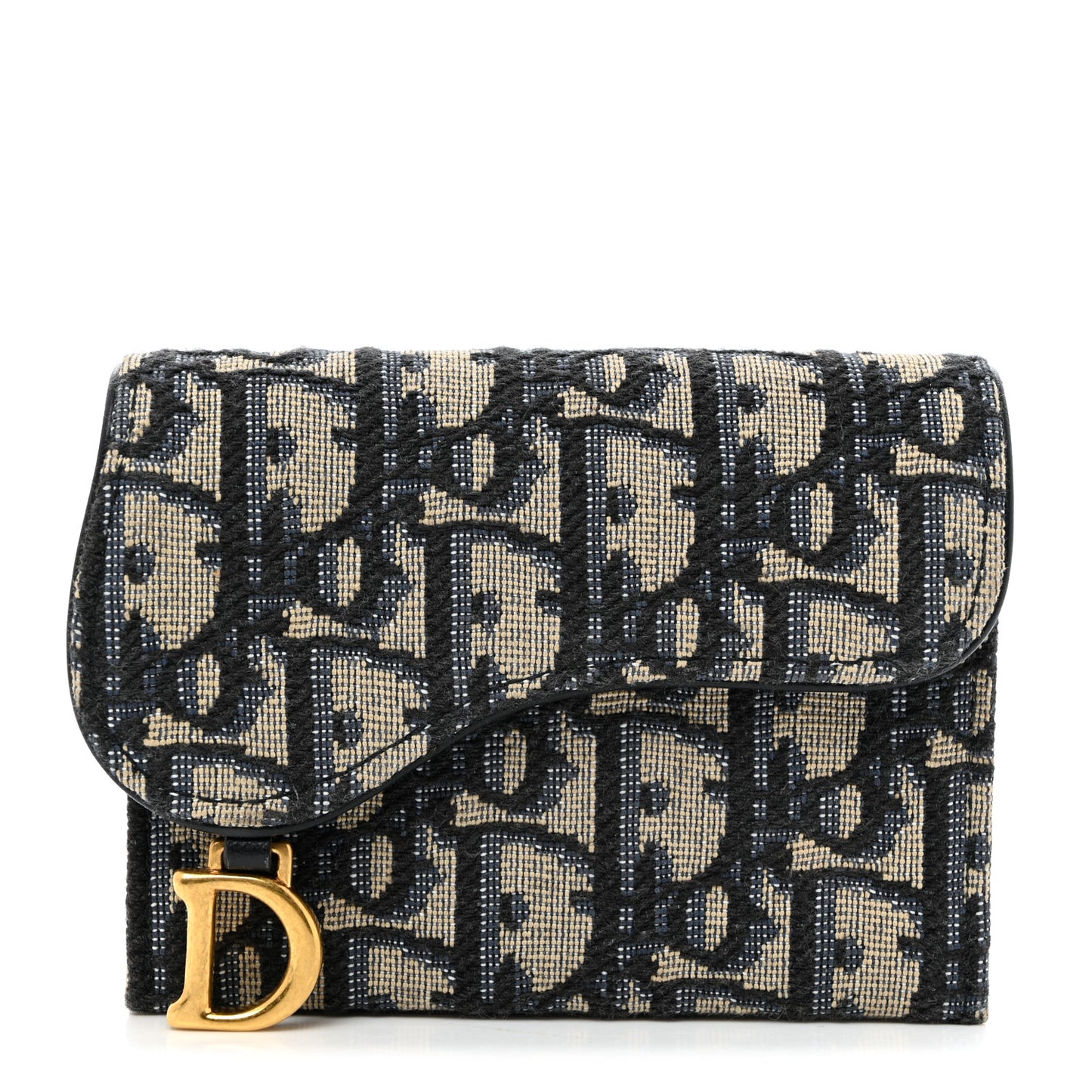 Oblique Saddle 5-Gusset Card Holder Blue