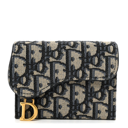 Christian Dior Oblique Saddle 5-Gusset Card Holder Blue 1 of 8