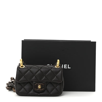 Chanel Lambskin Wenge Quilted Mini Fashion Wood Square Flap Dark Purple 11 of 11
