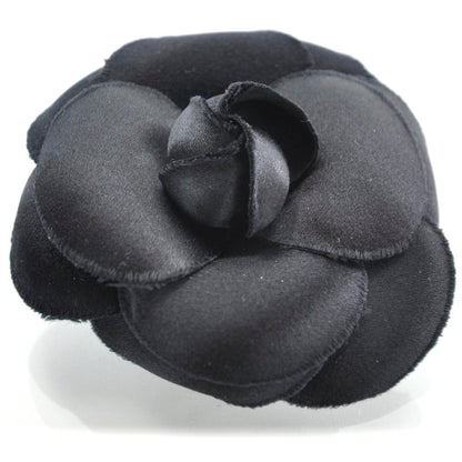 Chanel Satin Camellia Pin Brooch Black 1 of 4