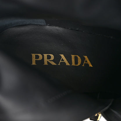 Prada Suede Metal Triangle Logo Zip 85mm Boots 38.5 Black 7 of 8
