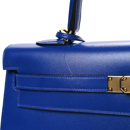 Hermes Tadelakt Kelly Sellier 35 Bleu Electrique 11 of 12